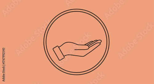 Minimalist line art icon of an open hand gesture.