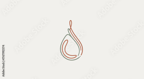 Minimalist continuous line art drawing of a single water drop or tear.