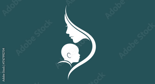Mother and Baby Silhouette Symbolizing Love and Care.