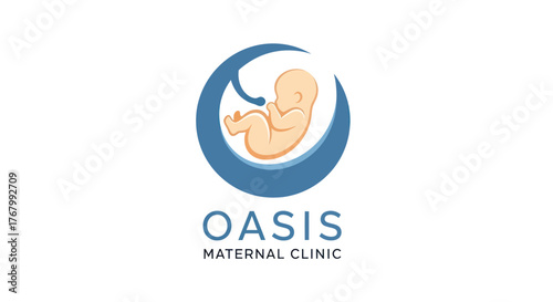 Oasis Maternal Clinic Logo Featuring Fetus in Uterus Silhouette.