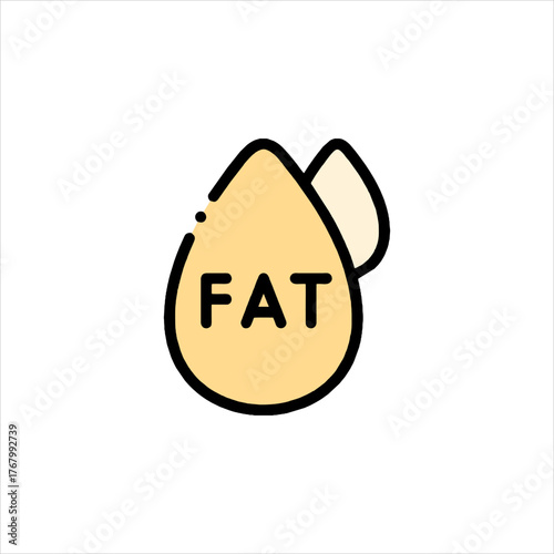 Fat droplets representing lipids float against a white backdrop, symbolizing healthy fats and nutritional science, conveying a clean and minimalist aesthetic.