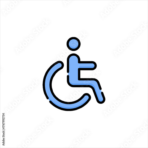 Person in wheelchair representing accessibility and inclusion for individuals with disabilities, promoting awareness and support in a modern, minimalist style.