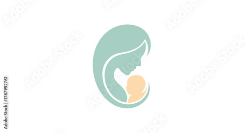 Stylized mother and baby icon symbolizing maternal care and nurturing.