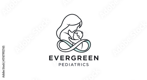 Evergreen Pediatrics logo with mother and child symbol.