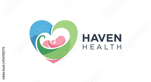 Haven Health Logo Depicting Heart Shape with Fetus Symbolizing Care.