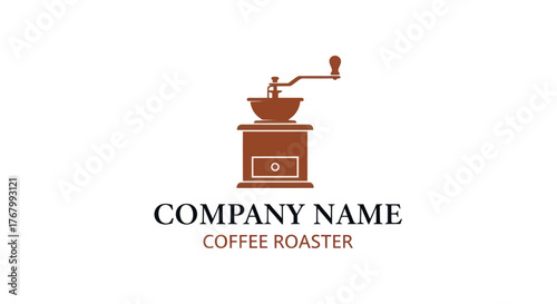 Vintage Coffee Grinder Logo for Coffee Roaster Company.
