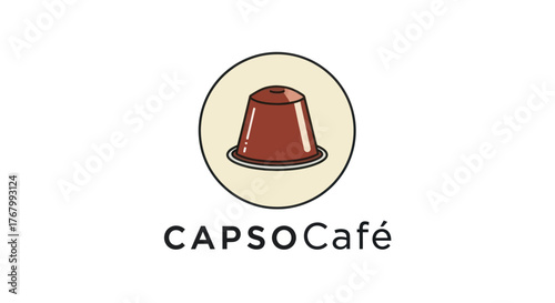 CapsoCafe Logo with Brown Coffee Capsule in Circle.