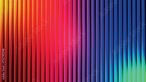 A vibrant spectrum of vertical colored stripes transitions across the frame
