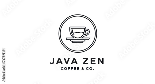 Java Zen Coffee and Co Logo with Coffee Cup Icon.