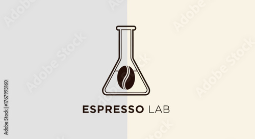 Espresso Lab Logo with Coffee Bean in Flask.