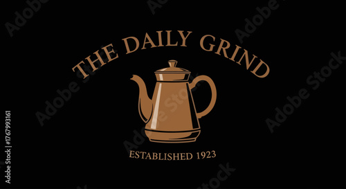 The Daily Grind coffee pot logo established 1923.
