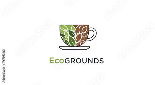 EcoGrounds logo featuring a cup with leaves representing nature and sustainability.