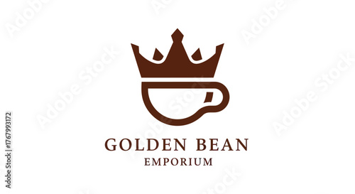Elegant logo featuring a coffee cup integrated with a crown, symbolizing premium coffee.