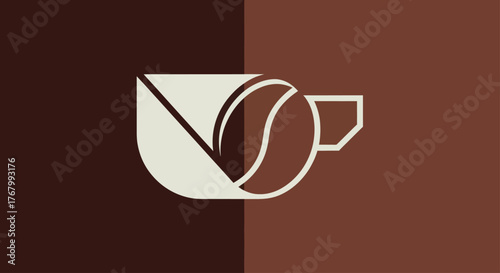 Stylized Coffee Cup and Bean Logo Design with Modern Aesthetic.