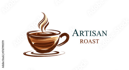 Artisan Roast Coffee Cup Steaming Delicious Brewed Beverage Aroma.