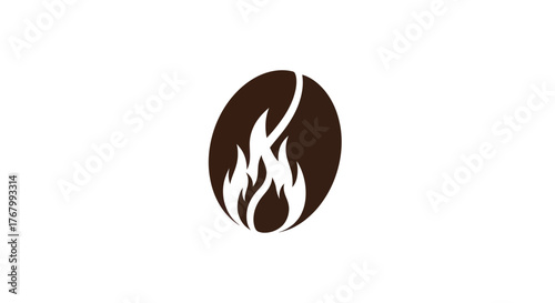 Fiery Coffee Bean Logo Design Symbolizing Hot Beverages.