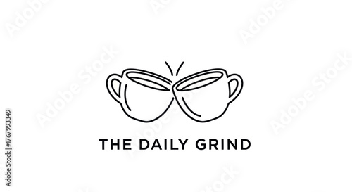 Two Coffee Cups Clinking Together in a Toast, Representing a Daily Grind or Coffee Break.