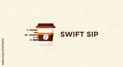 Swift Sip Coffee Cup Logo Design for Fast Beverage Delivery.