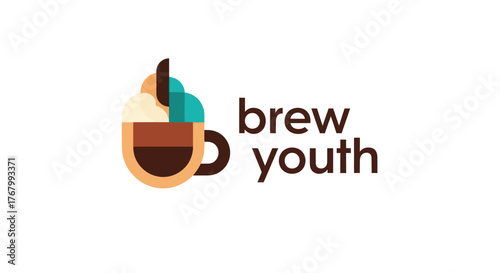 Brew Youth brand logo featuring a stylized coffee cup icon.