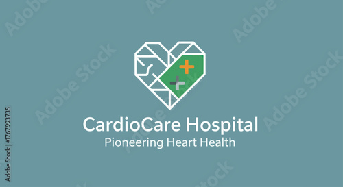 CardioCare Hospital Logo - Pioneering Heart Health with Geometric Heart Design.