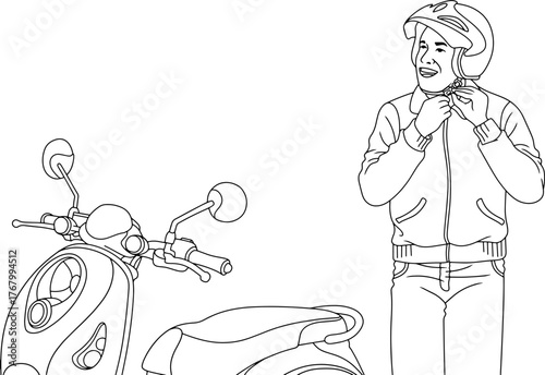 People Wearing Helmet line vector illustration isolated on white background