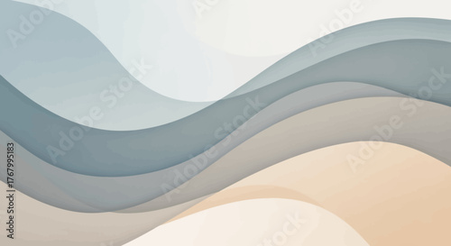 Abstract layered waves in tranquil hues offer calming and dynamic visual experience