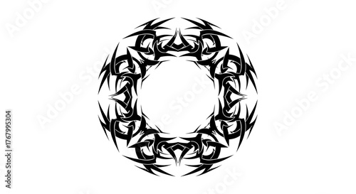 Circular tribal pattern design radiating a sense of raw energy and abstract aesthetic appeal