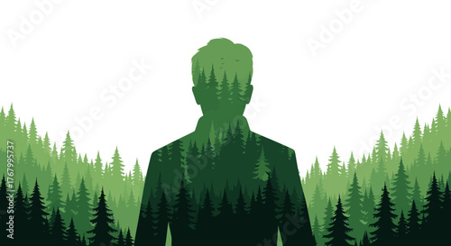 The Forest Within: A Silhouette of Nature and Human Connection Depicting Environment