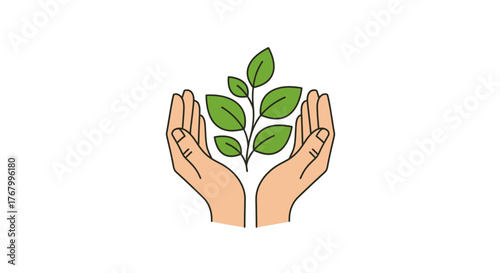 Gentle hands cradling a vibrant green sapling, symbolizing growth and environmental care