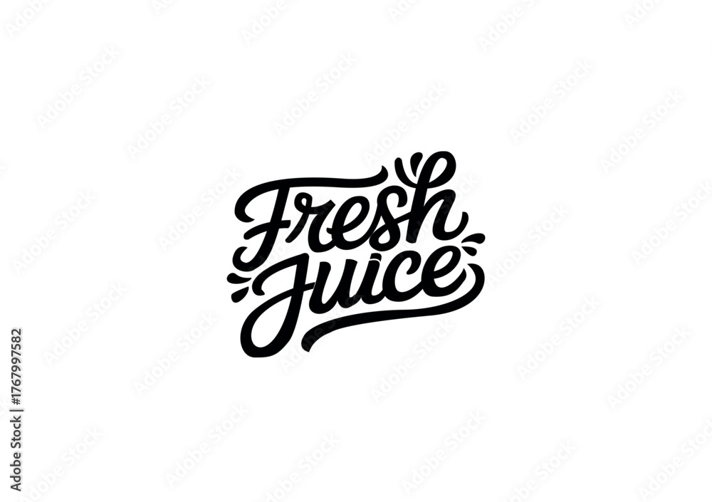 Naklejka premium Fresh Juice Handwritten Text Lettering Vector Illustration in Black on White Background-EPS