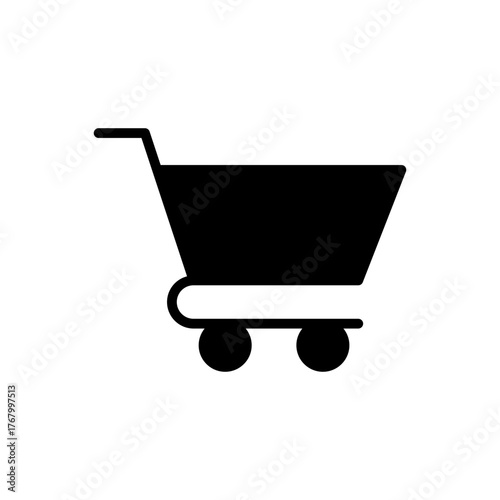 Trolly cart shopping moving basket flat black icon
