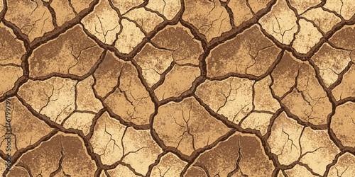 Textured dry soil pattern showcasing cracked earth in shades of brown and beige.