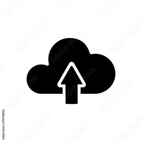 Cloud deployment server update network flat black icon
