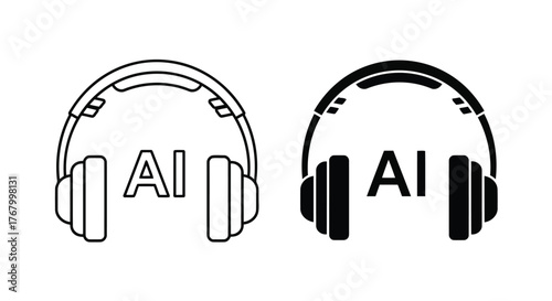 Stylized headphones with the letters ai inside, representing artificial intelligence in audio and music