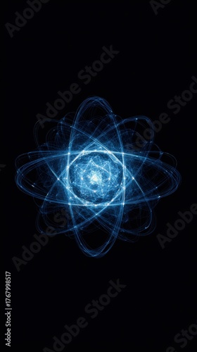 Futuristic Particle Design with Blue Energy Waves and Light Effects