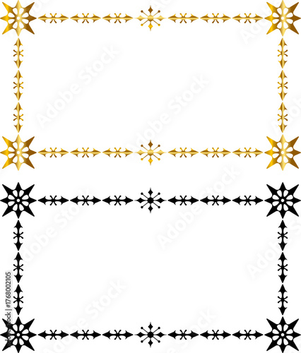 Gothic Ornamental Corner Set with Spiked Decorative Elements – Gold and Dark Elegant Frame Design Vector