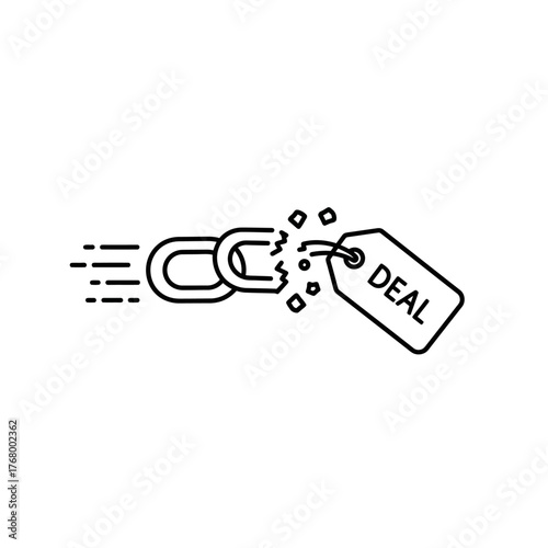 Broken Link Symbol with Deal Tag Representing Failed Business Transaction.