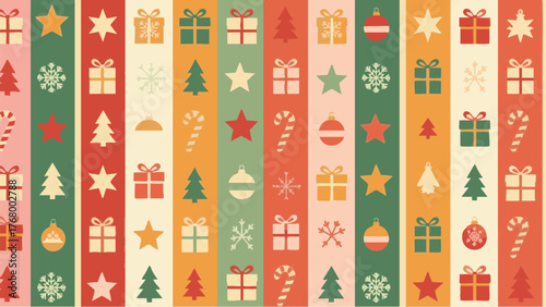 Christmas Seamless Pattern Holiday Gift Wrapping Design