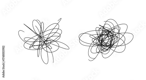 Abstract messy line art with chaotic scribbles expressing confusion and disorder illustration