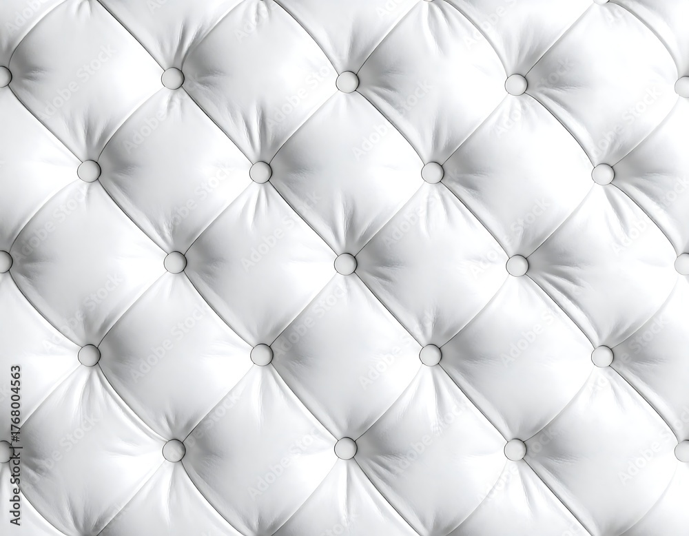 Obraz premium Close-up of a white, button-tufted leather surface