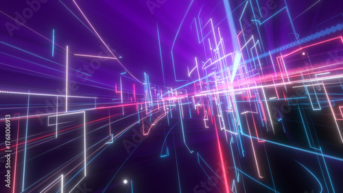 Abstract gradient particle waves seamlessly flowing with soft light and bokeh. 