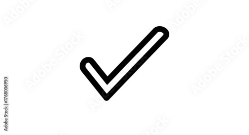 Simple Black Check Mark Icon with Rounded Edges.