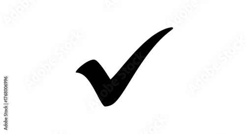 Simple Black Check Mark Symbol on White Background.