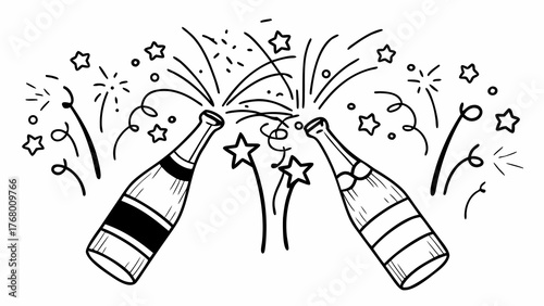 Champagne celebration doodle vector illustration scalable eps icon celebration party fun
