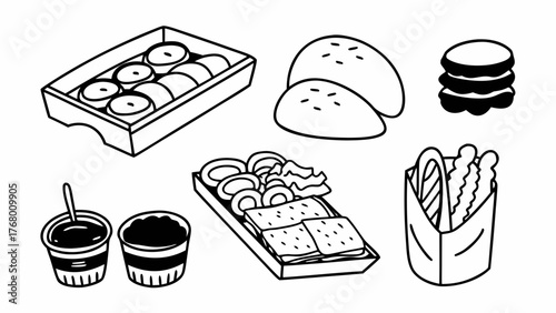 Doodle arabic sandwich set vector illustration scalable eps icon collection