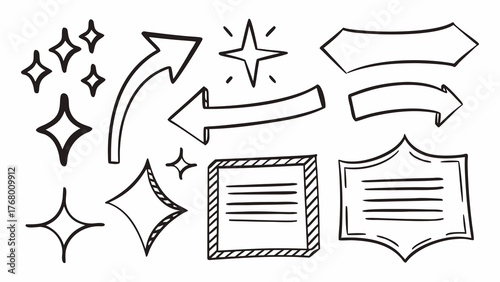 Doodle arrows and shapes vector graphics hand drawn elements for design projects