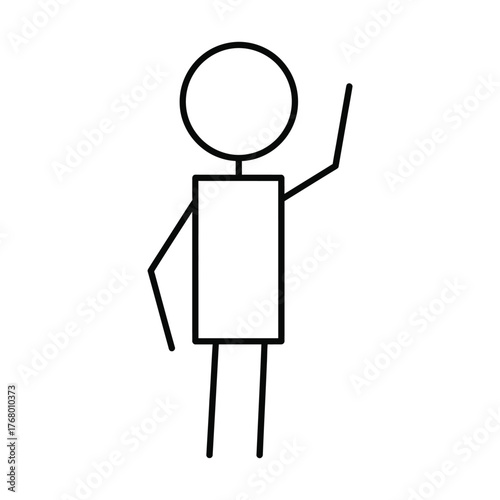 Simple stick figure waving hello or greeting