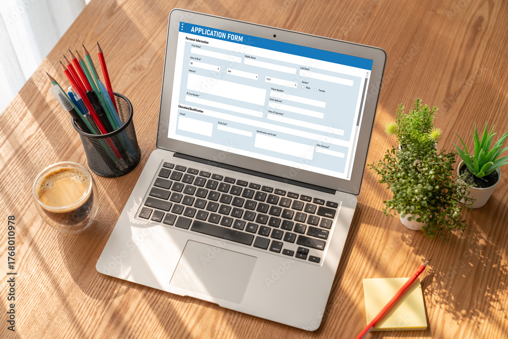 Fototapeta premium Online application form for modish registration on the internet website