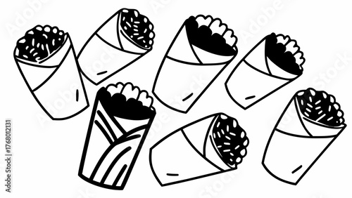 Vector illustration of falafel wraps doodles scalable icon for food design eps