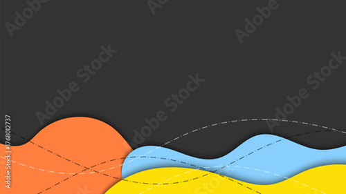 Abstract fluid shape and lines colorful on background.